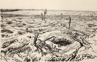 Thiepval, ilustración de "The Western Front", pub. by Country Life Ltd de David Muirhead Bone