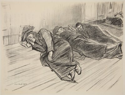 Heridos caminando durmiendo en cubierta, ilustración de 