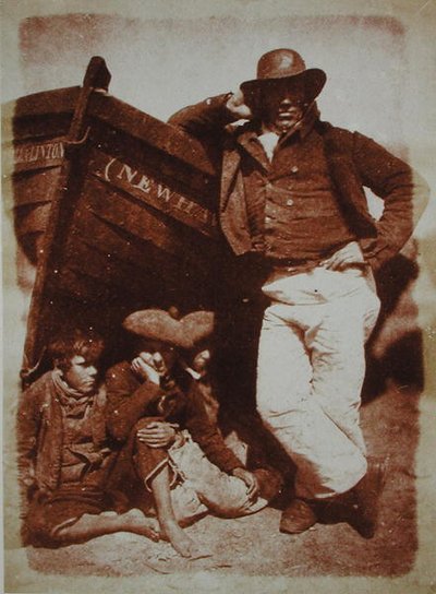 Un pescador de Newhaven y niños, c.1843-47 de David Octavius and Adamson Robert Hill