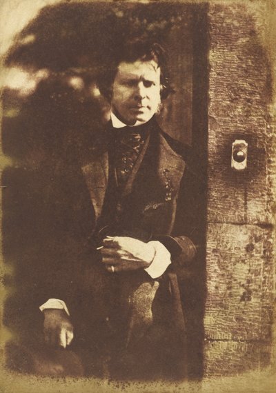 David Octavius Hill en la Puerta de Rock House, Edimburgo de David Octavius Hill and Robert Adamson