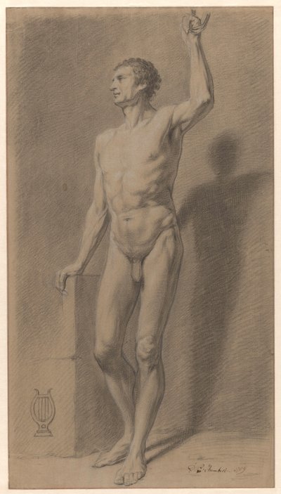 Desnudo masculino de pie; estudio de la academia de David Pièrre Giottino Humbert de Superville