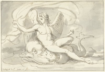 Dios del mar en un delfín de David Pièrre Giottino Humbert de Superville