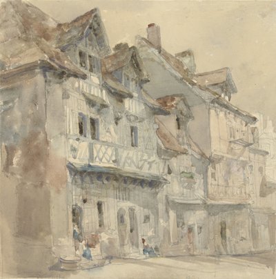 Casas en Dieppe de David Roberts (attributed to)