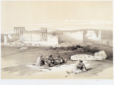 Baalbec (Baalbek) en Líbano, dibujo realizado el 05/05/1839 en “La Tierra Santa”, Londres 1849 de David Roberts