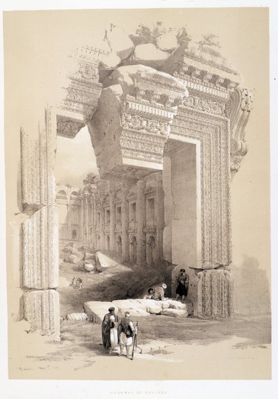 Puerta de Baalbek en Líbano, dibujo hecho el 07/05/1839 en “La Tierra Santa”, Londres 1849 de David Roberts