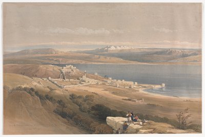 Ciudad de Tiberíades en el mar de Galilea, mirando hacia Hebrón de David Roberts