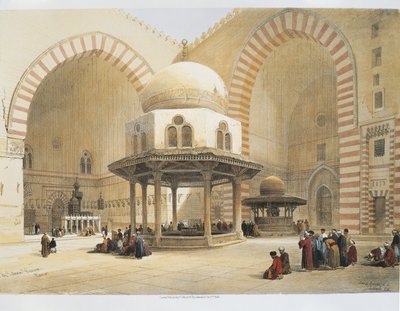 Egipto - siglo XIX - El Cairo - Mezquita del Sultán Hassan - Patio - Grabado de David Roberts de David Roberts