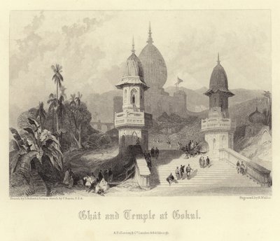 Ghat y Templo en Gokul de David Roberts