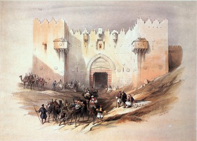 En Tierra Santa: Jerusalén, la Puerta de Damasco (grabado) de David Roberts