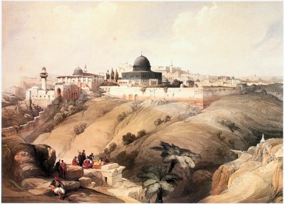 En Tierra Santa: Jerusalén, vista del valle del Cedrón hacia el Monte del Templo (grabado) de David Roberts