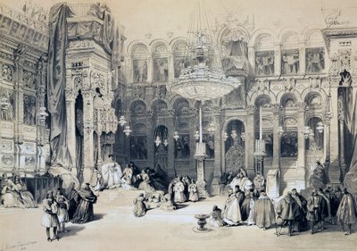 Interior de la Iglesia del Santo Sepulcro, Jerusalén de David Roberts