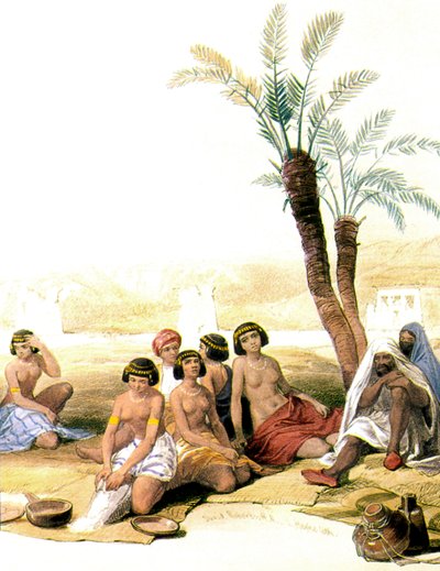 Esclavos nubios junto al Nilo en 1846-1850 (ilustración) de David Roberts