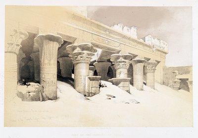Parte del pórtico de Edfu - dibujo por David Roberts el 23/11/1838 en "La Tierra Santa", Londres 1849 de David Roberts