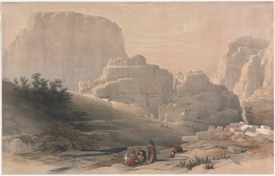 Petra, extremo inferior del valle, viendo la Acrópolis, 1839 de David Roberts
