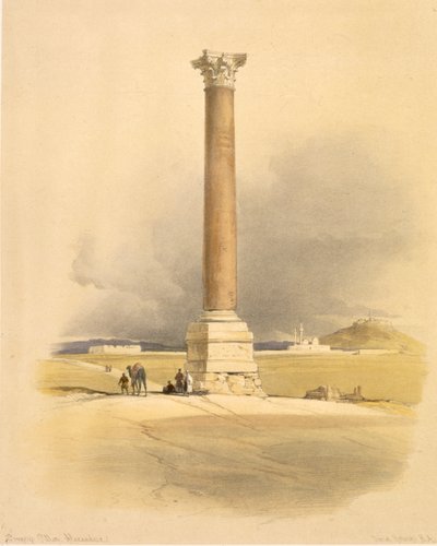 Columna de Pompeyo, Alejandría, de "Egipto y Nubia", Vol.1 de David Roberts