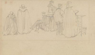 Estudios de figuras en una iglesia de David Roberts