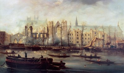 El incendio de las Casas del Parlamento, 16 de octubre de 1834 de David Roberts