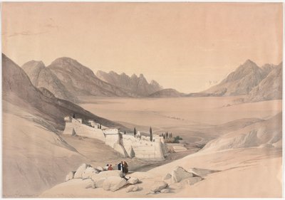 El Convento de Santa Catalina, Monte Sinaí, Mirando hacia la Llanura del Campamento, 1839 de David Roberts