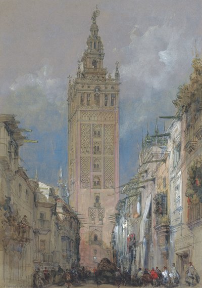 La torre morisca en Sevilla, llamada la Giralda, España de David Roberts