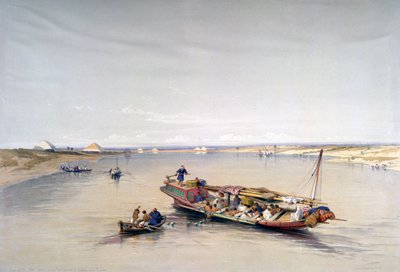 El Nilo mirando hacia las Pirámides de Dahshur y Saqqarah, siglo XIX de David Roberts