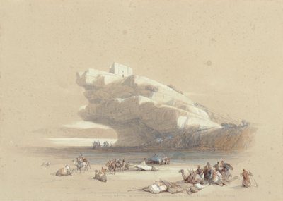 El acceso a Petra, mirando hacia una antigua torre de vigilancia de David Roberts
