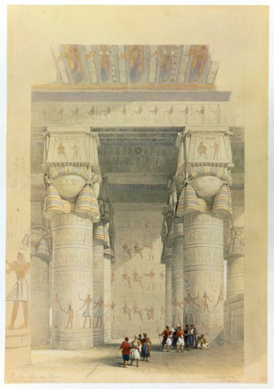 Vista desde el pórtico del Templo en Denderah, Egipto de David Roberts