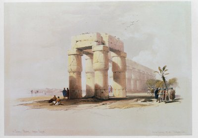 Vista de Luxor, Tebas, que muestra la columnata que rodea el patio del Templo de Luxor ... de David Roberts