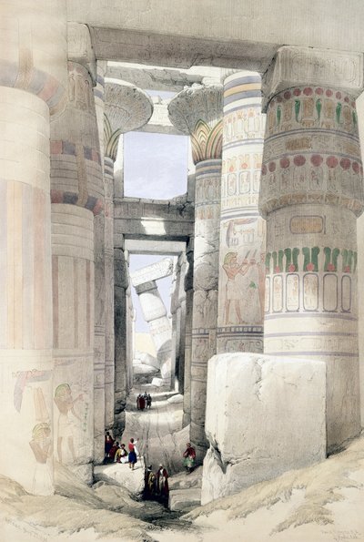 Vista a través del Salón de Columnas, Karnak, Egipto, c. 1845 de David Roberts
