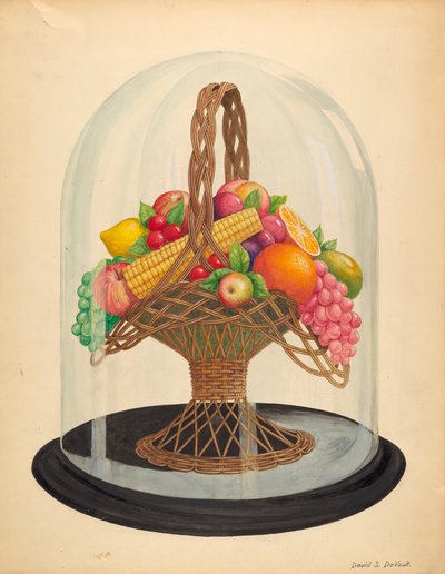 Ornamento, Fruta de cera bajo globo de vidrio de David S. De Vault