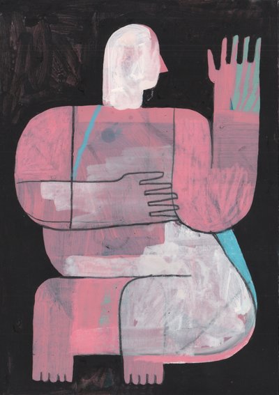Black And Blue 2, 2023 (pintura mixta sobre papel) de David Shillinglaw