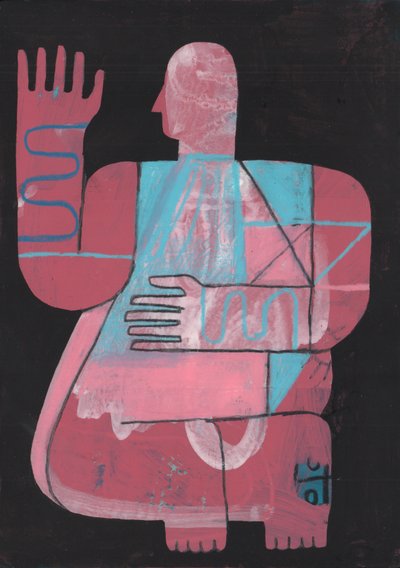 Black And Blue 5, 2023 (pintura mixta sobre papel) de David Shillinglaw