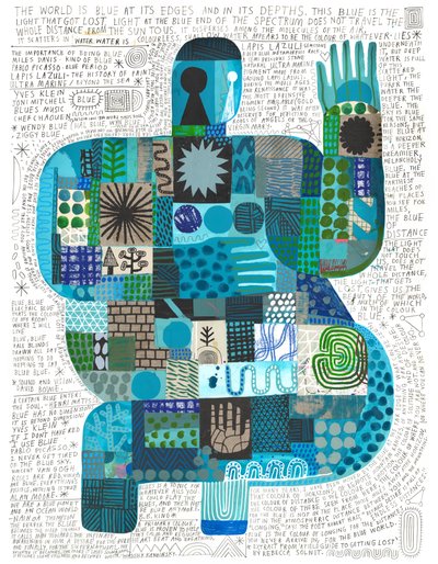 Blue At Its Edges, 2023 (acrílico y lápiz sobre papel) de David Shillinglaw