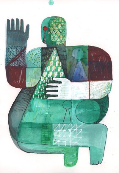 Bodies of Land and Water 1, 2023 (pintura mixta sobre papel) de David Shillinglaw