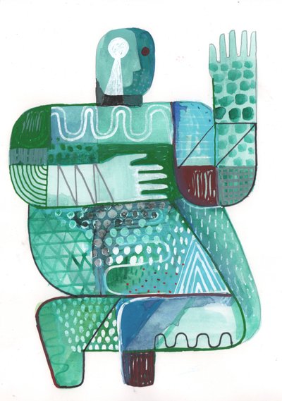 Bodies of Land and Water 2, 2023 (pintura mixta sobre papel) de David Shillinglaw