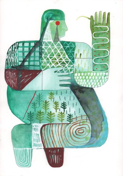 Bodies of Land and Water 4, 2023 (pintura mixta sobre papel) de David Shillinglaw