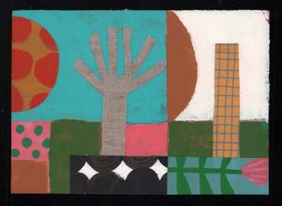 Fruit Tree Sundowner, 2023 (pintura y collage) de David Shillinglaw
