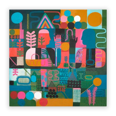 Idiot Wind, 2023 (pintura mixta y collage sobre lienzo) de David Shillinglaw