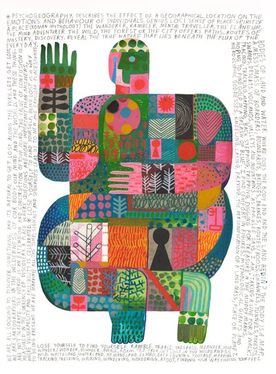 Psycogeography, 2023 (acrílico y lápiz sobre papel) de David Shillinglaw