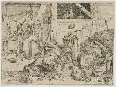 interior de la cocina de David Teniers (II) (attributed to)