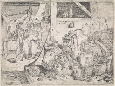 interior de la cocina de David Teniers (II) (attributed to)