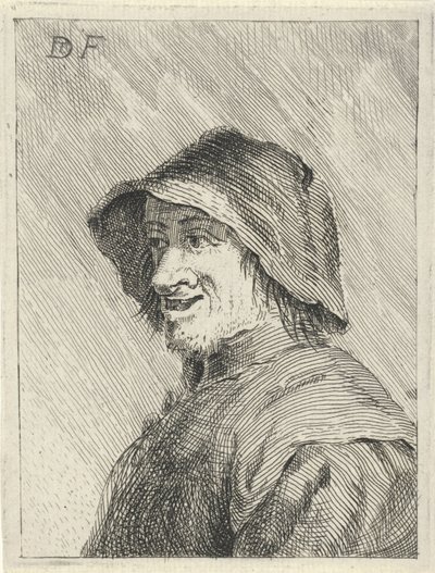 Granjero con sombrero en la cabeza a la izquierda de David Teniers (II)