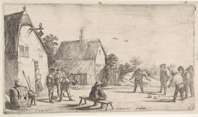 Los granjeros juegan a la petanca Escenas de género al aire libre (título de serie) de David Teniers (II)
