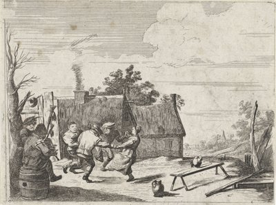Granjeros bailando con la música de dos músicos de David Teniers (II)