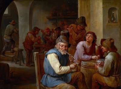 En la taberna del pueblo. Alrededor de 1660 de David Teniers the Elder