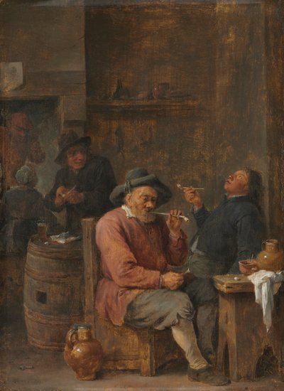 Campesinos fumando en una taberna, c. 1640 de David Teniers the Elder