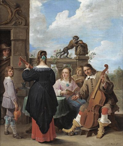 Concierto familiar en una terraza de David Teniers the Younger