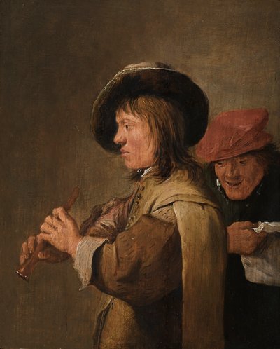 Un flautista de perfil de David Teniers the Younger
