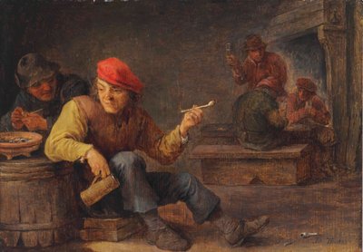 Moros bebiendo y fumando en una posada de David Teniers the Younger