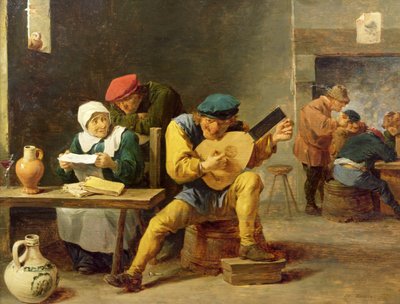 Campesinos Tocando Música en una Taberna, c.1635 de David Teniers the Younger