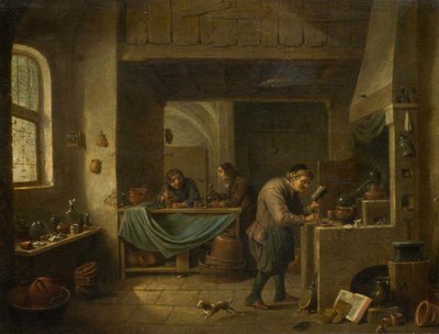 El alquimista y su alumno de David Teniers the Younger